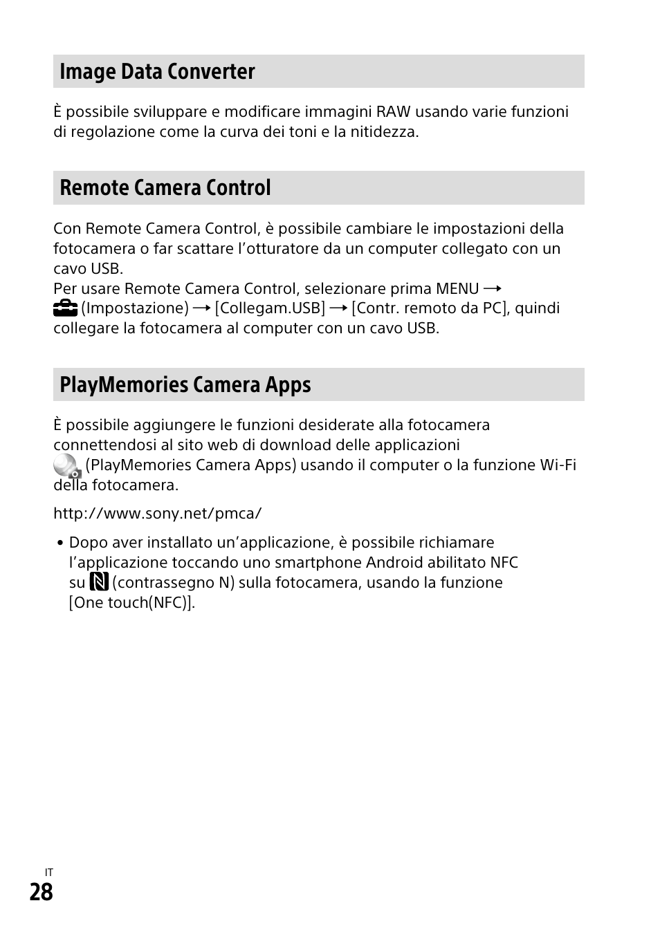 Image data converter, Remote camera control | Sony α6500 ILCE-6500 User Manual | Page 230 / 507