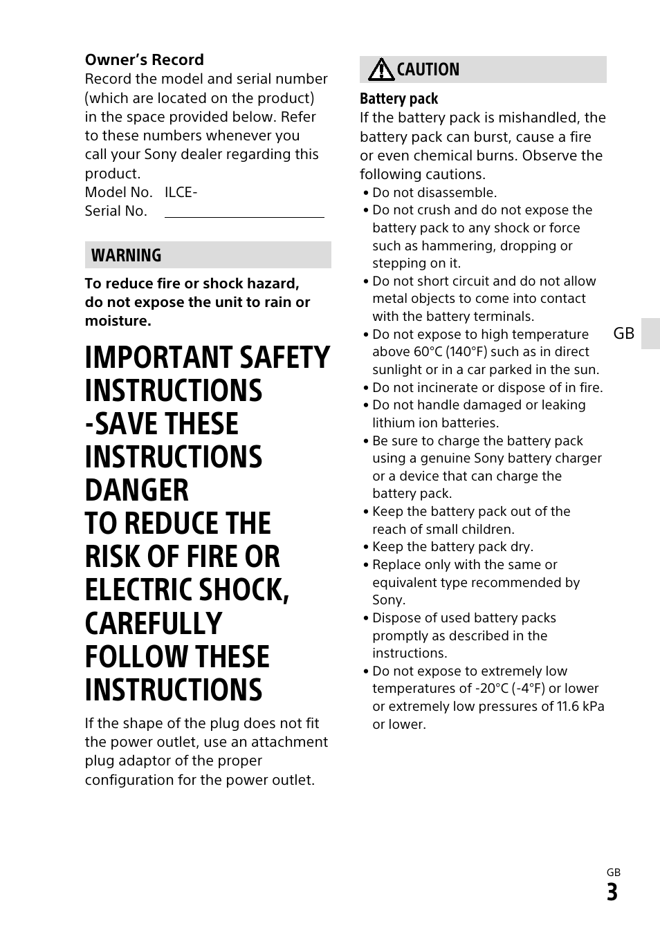 Sony α6500 ILCE-6500 User Manual | Page 3 / 507