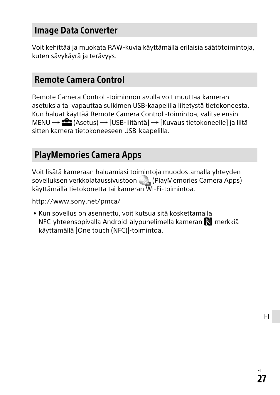 Image data converter, Remote camera control | Sony α6500 ILCE-6500 User Manual | Page 443 / 507