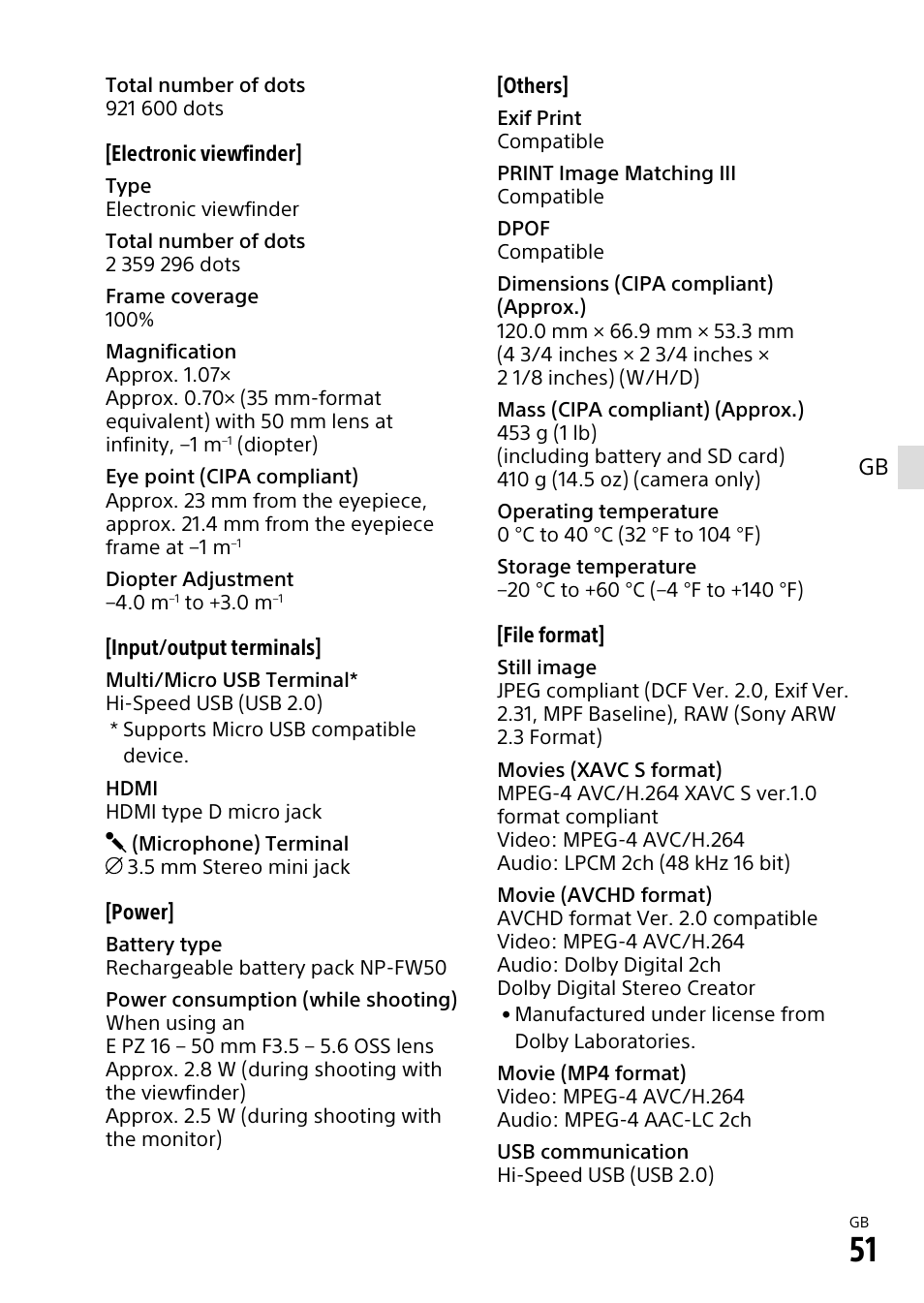 Sony α6500 ILCE-6500 User Manual | Page 51 / 507