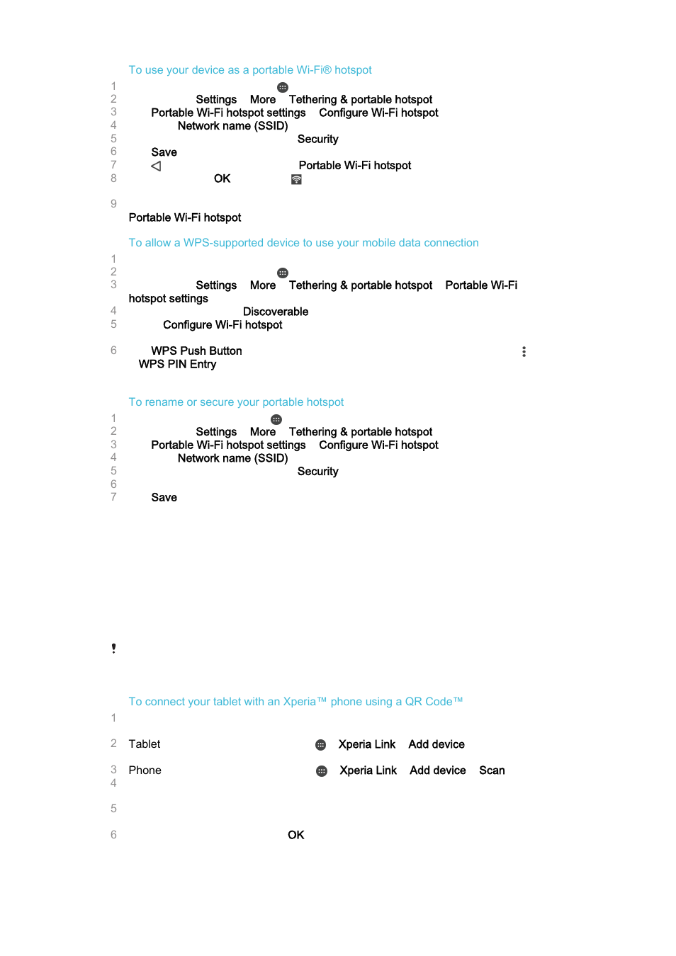 Tethering with xperia link | Sony Xperia Z4 Tablet SGP771 User Manual | Page 41 / 135
