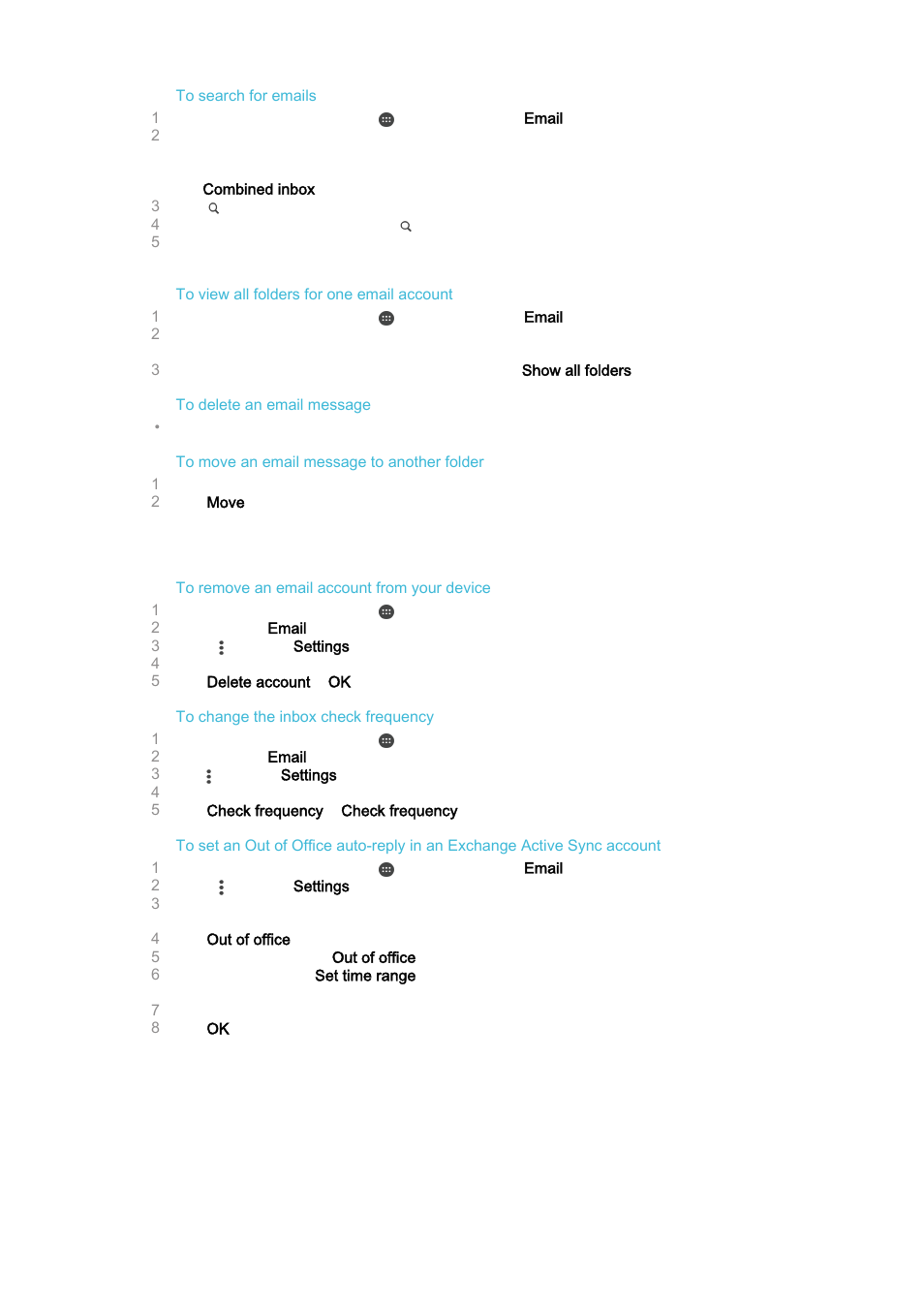 Email account settings, Gmail, Email account settings gmail | Sony Xperia Z4 Tablet SGP771 User Manual | Page 79 / 135