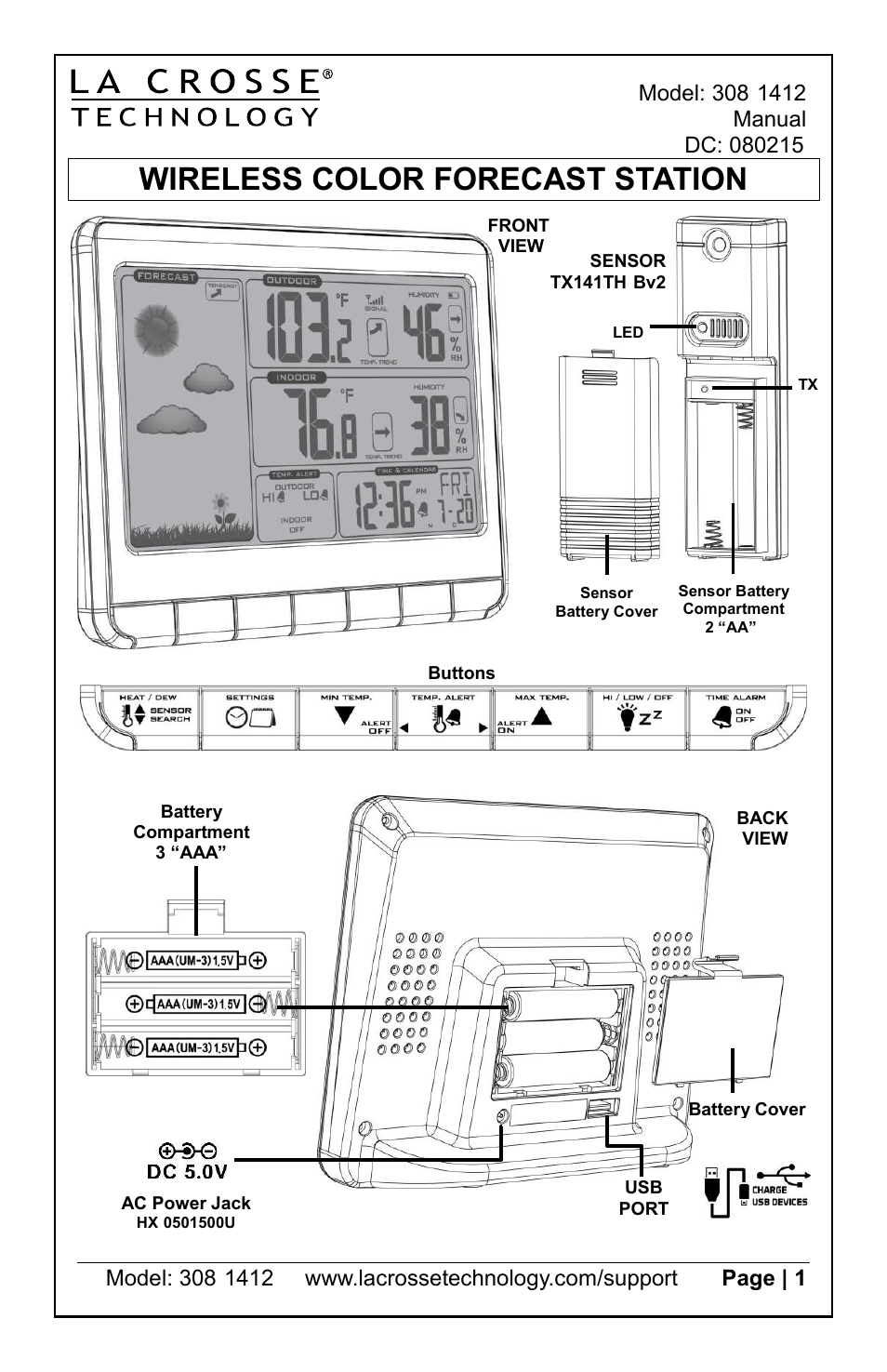 La Crosse Technology 308-1412s User Manual | 8 pages