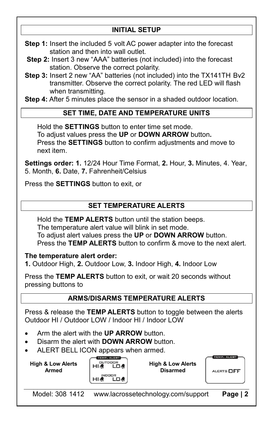 La Crosse Technology 308-1412s User Manual | Page 2 / 8