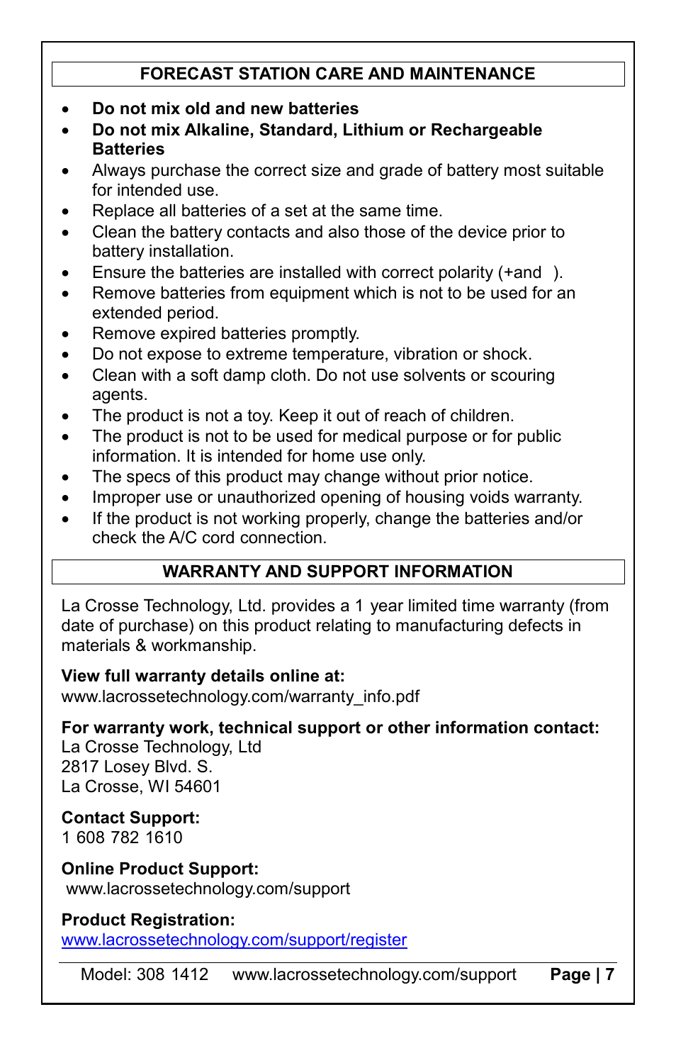 La Crosse Technology 308-1412s User Manual | Page 7 / 8