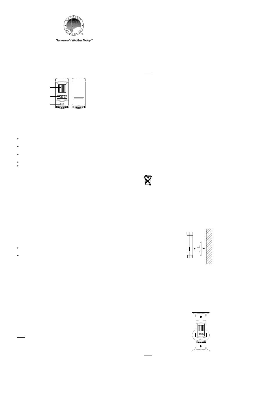 La Crosse Technology TX61U-IT User Manual | 2 pages