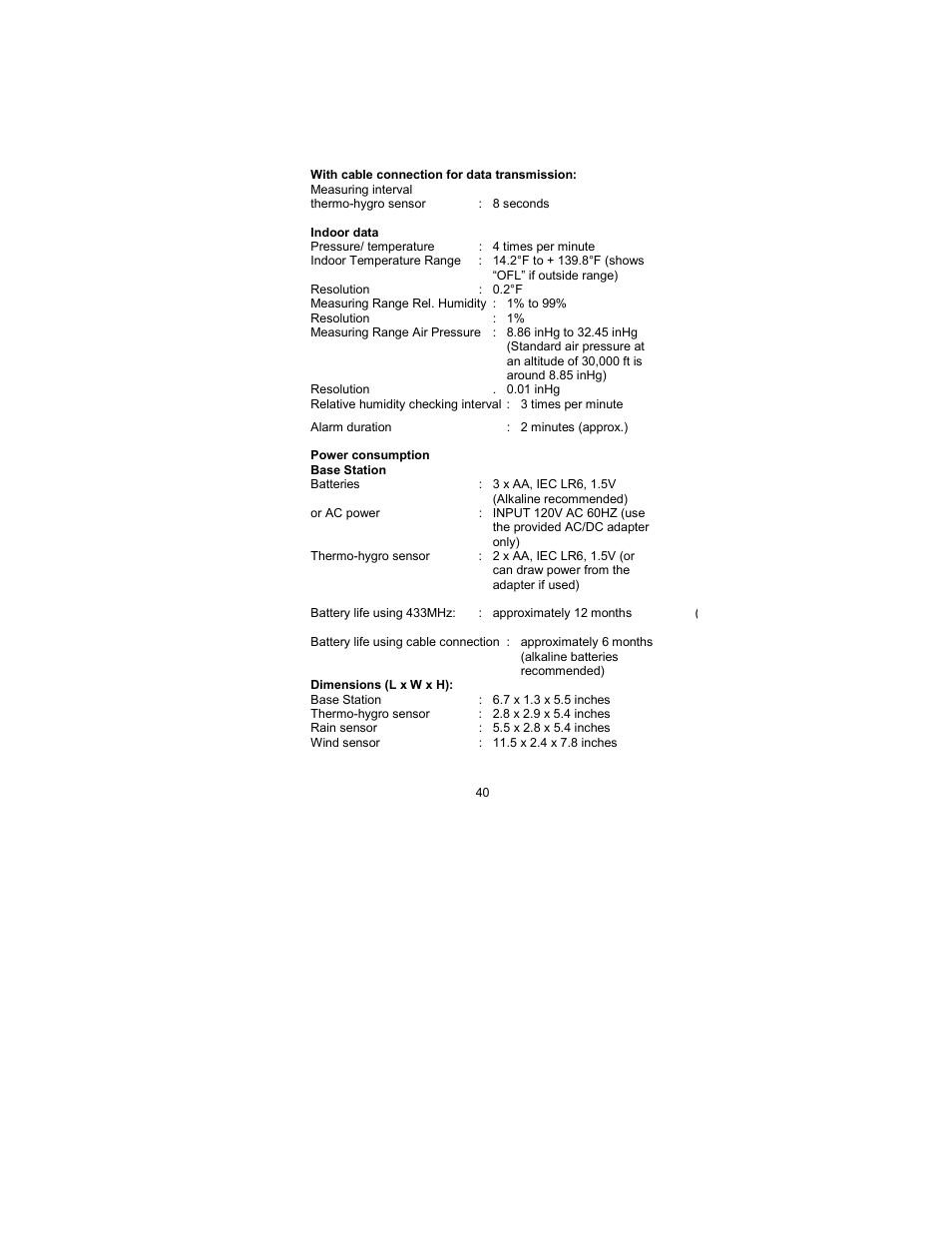La Crosse Technology WS-2317 User Manual | Page 40 / 43