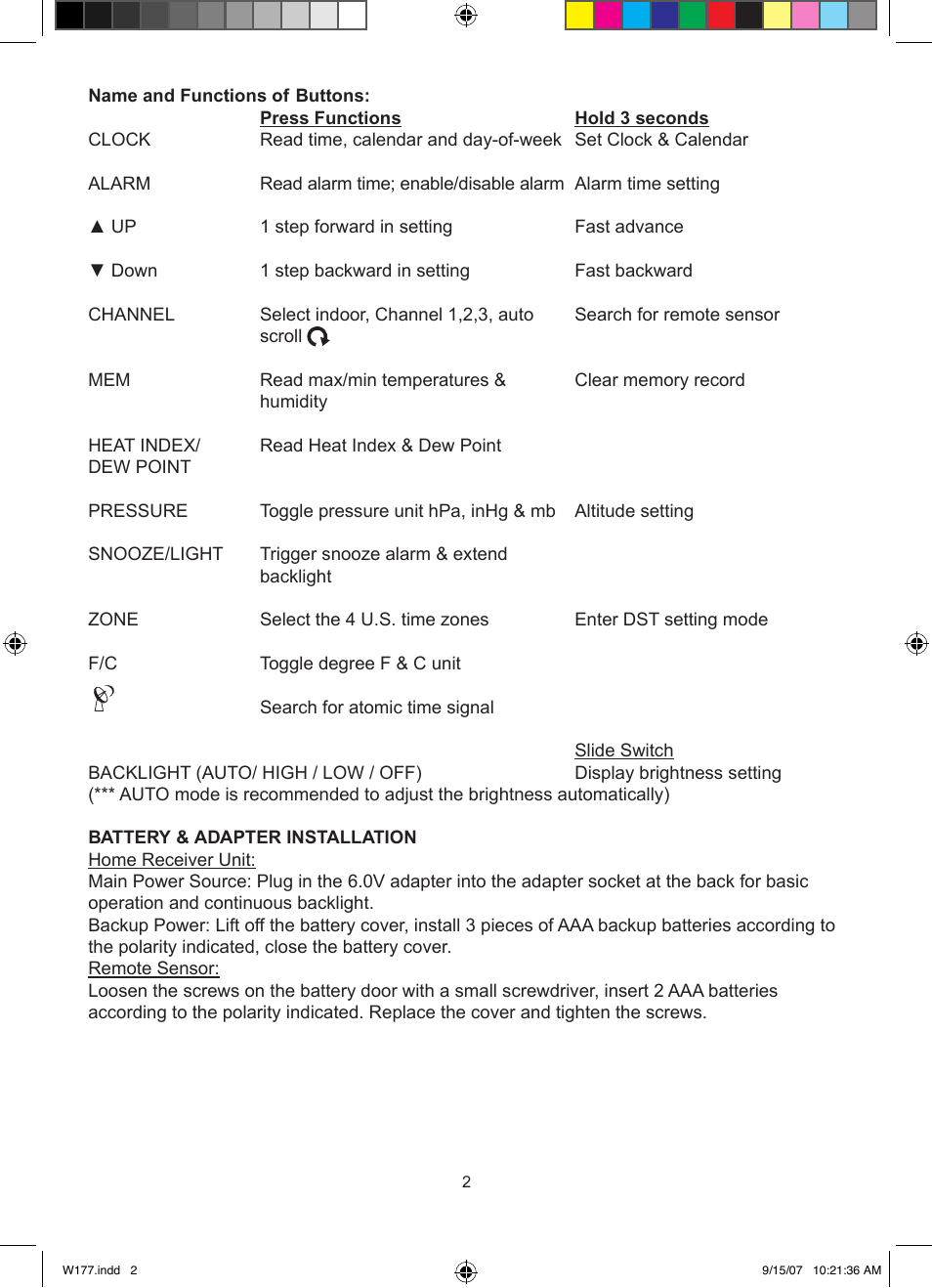 La Crosse Technology 450 User Manual | Page 2 / 10