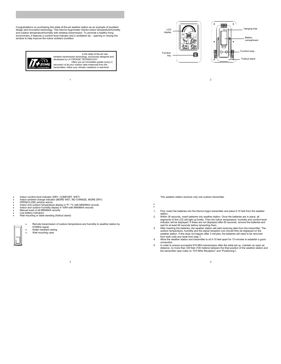 La Crosse Technology WS-9170U-IT User Manual | 5 pages