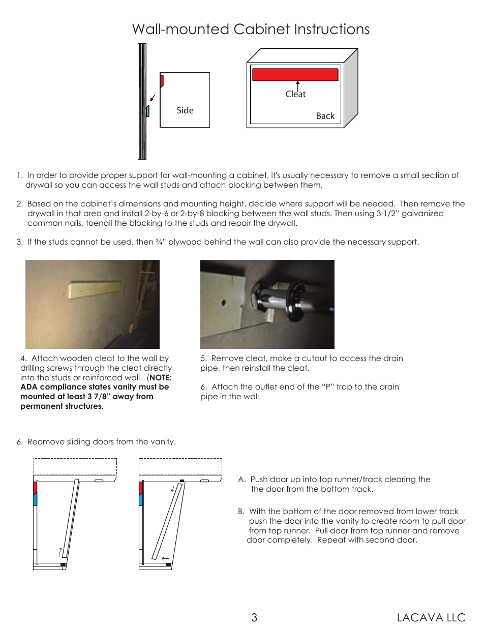 Wall-mounted cabinet instructions, Lacava llc 3 | Lacava 5101A User Manual | Page 3 / 8