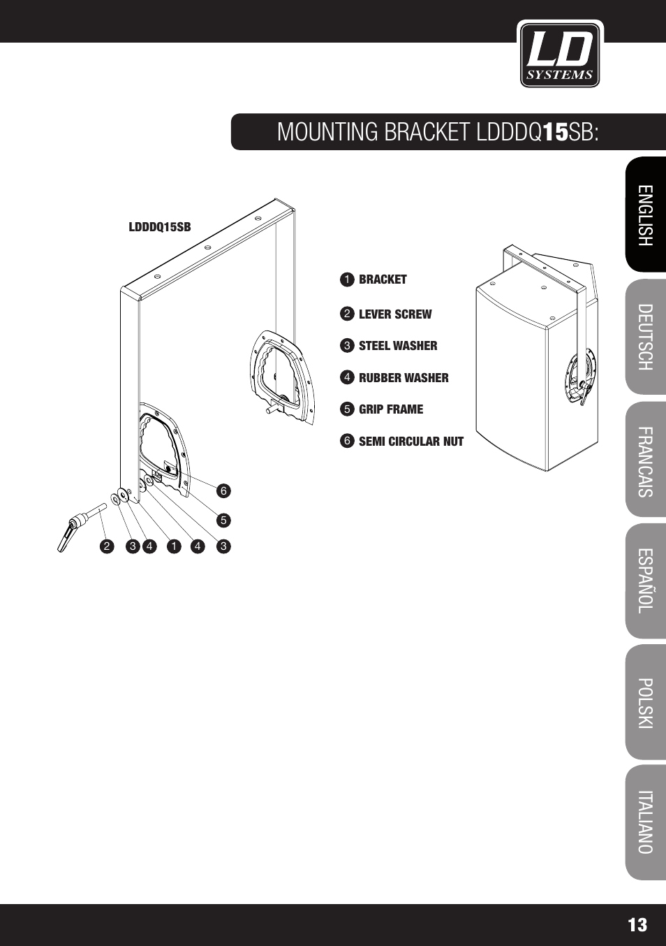 Mounting bracket ldddq 15 sb | LD Systems DDQ 15 User Manual | Page 13 / 112
