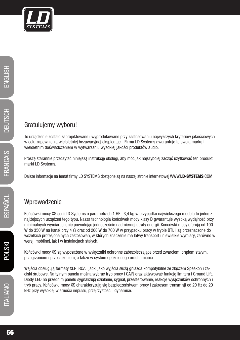 LD Systems XS 700 User Manual | Page 66 / 100