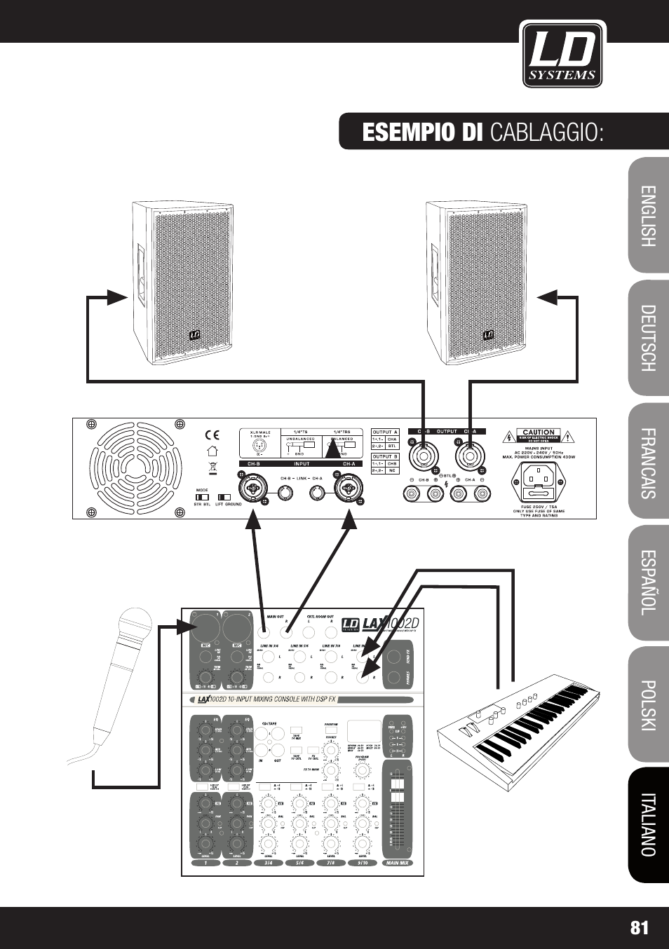 Esempio di cablaggio | LD Systems DJ 800 User Manual | Page 81 / 86