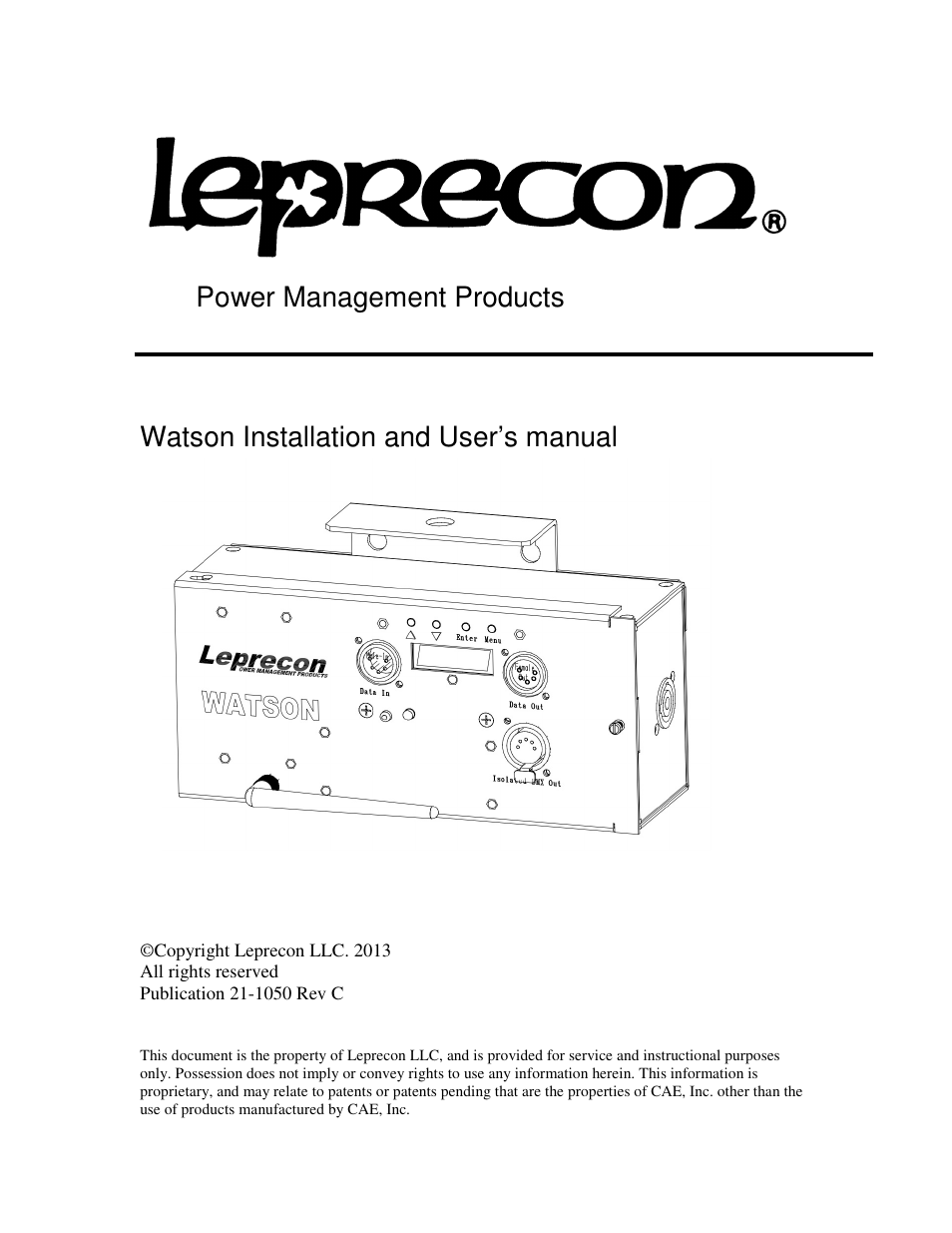 Leprecon Watson User Manual | 13 pages