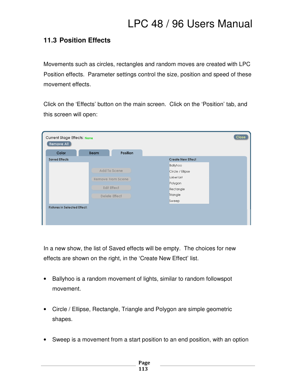 Lpc 48 / 96 users manual | Leprecon LPC V3 User's Manual User Manual | Page 113 / 126