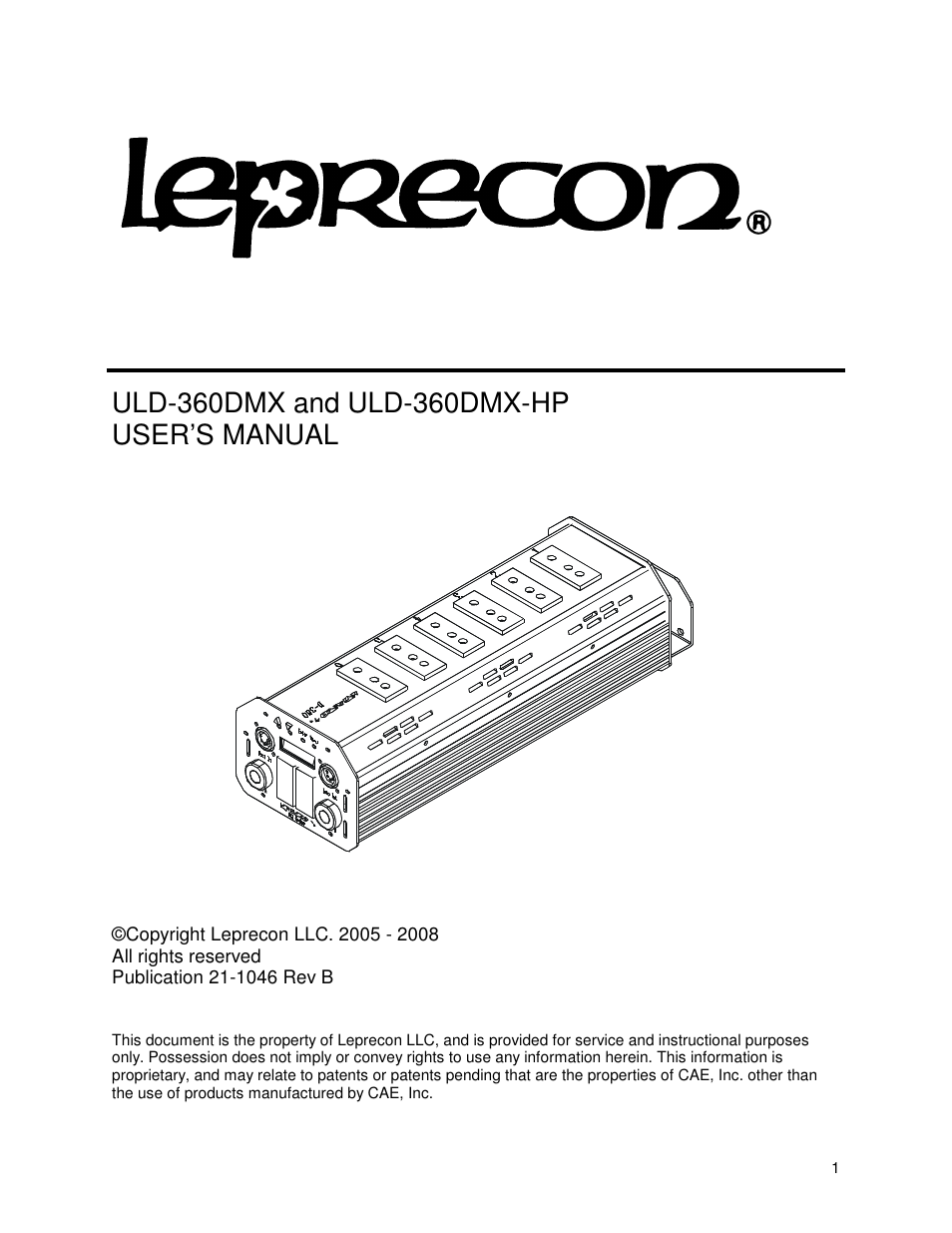 Leprecon ULD-360DMX User Manual | 16 pages