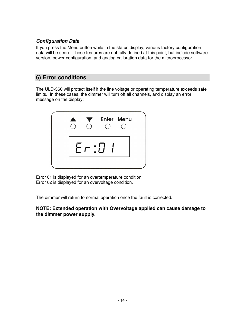 Er:01 | Leprecon ULD-360DMX User Manual | Page 14 / 16