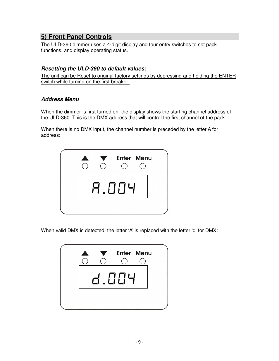 Leprecon ULD-360DMX User Manual | Page 9 / 16