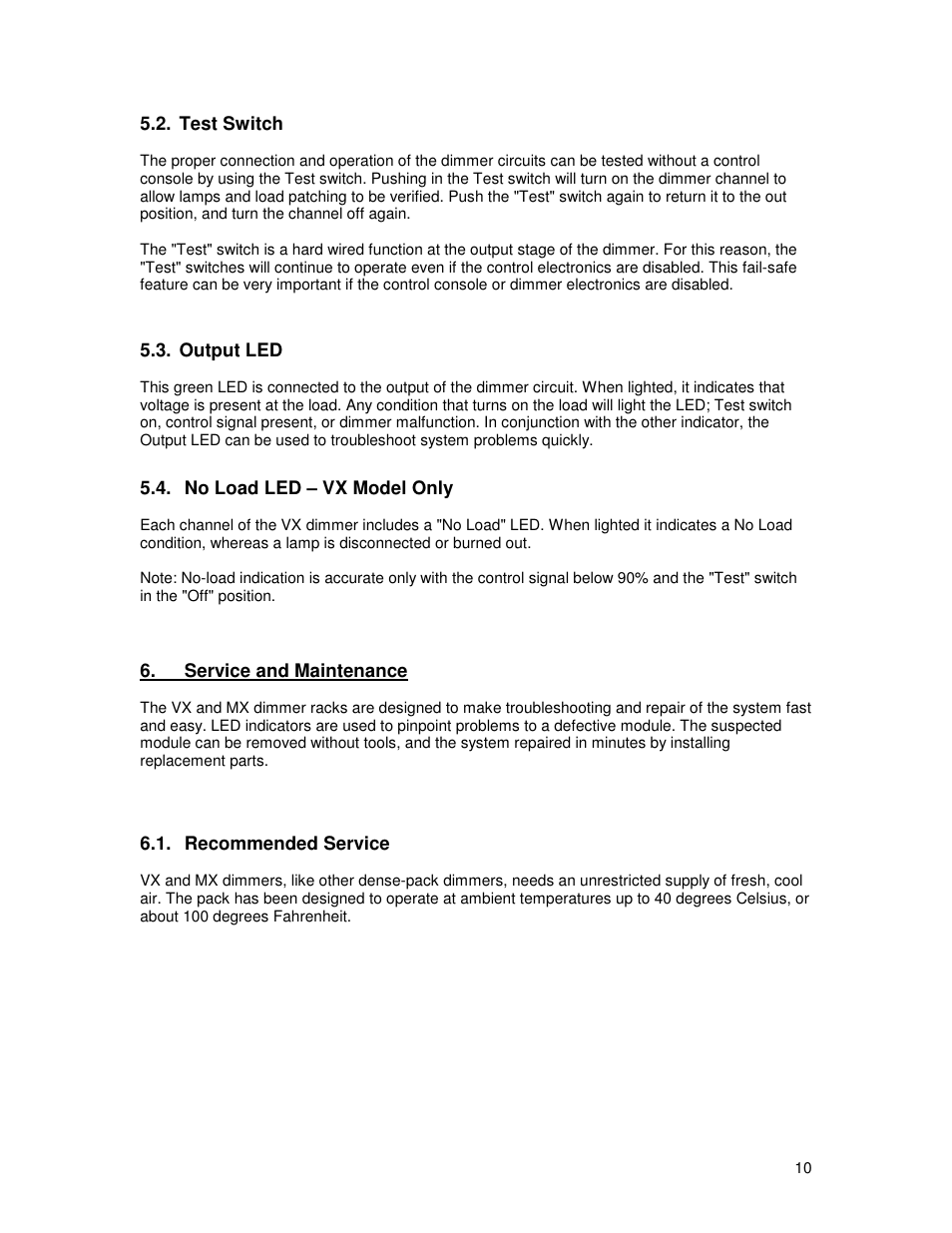Leprecon VX Series Dimmer User Manual | Page 10 / 12