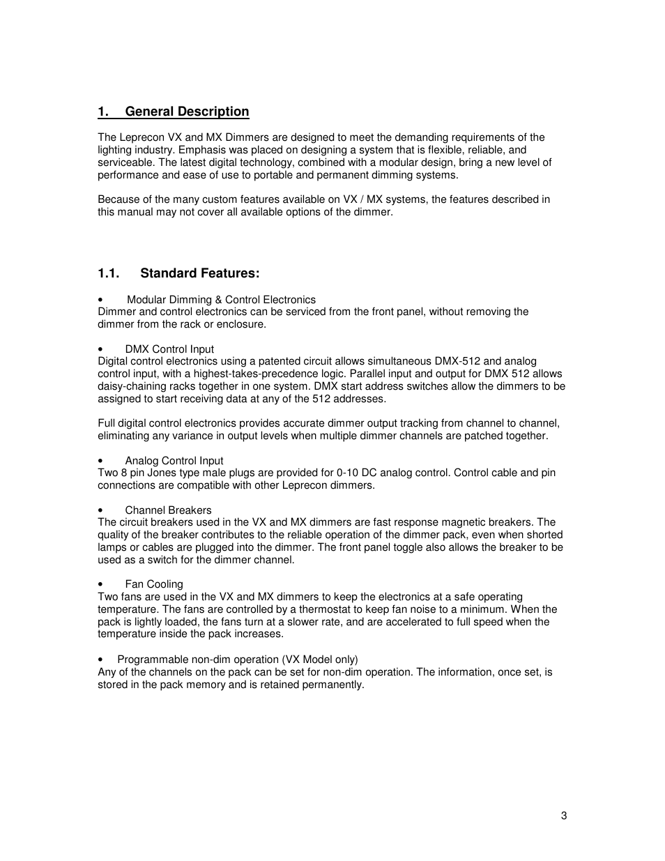 Leprecon VX Series Dimmer User Manual | Page 3 / 12