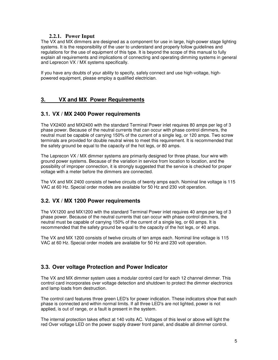 Leprecon VX Series Dimmer User Manual | Page 5 / 12