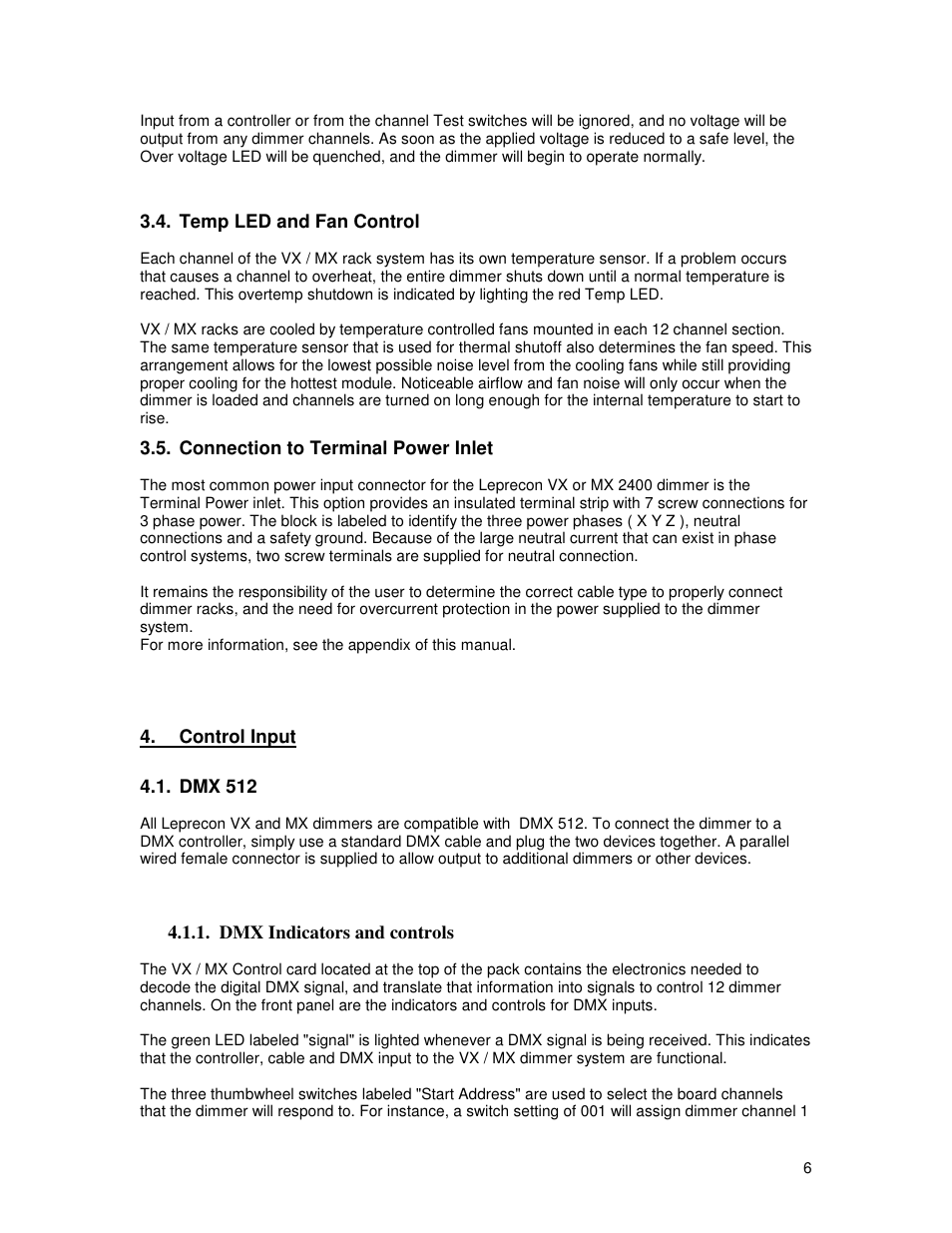 Leprecon VX Series Dimmer User Manual | Page 6 / 12