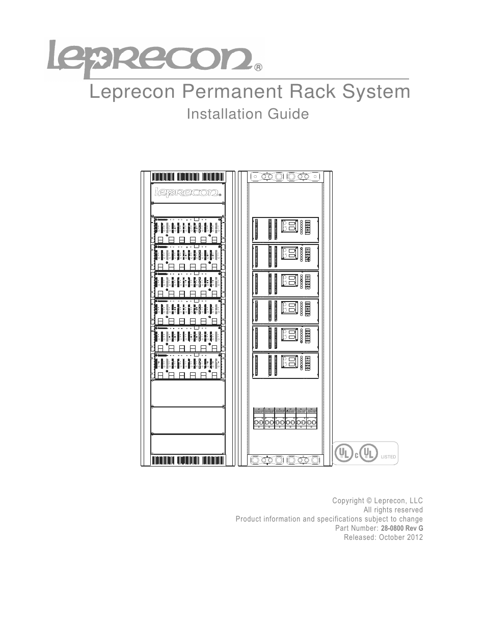 Leprecon VX Series permanent rack User Manual | 9 pages