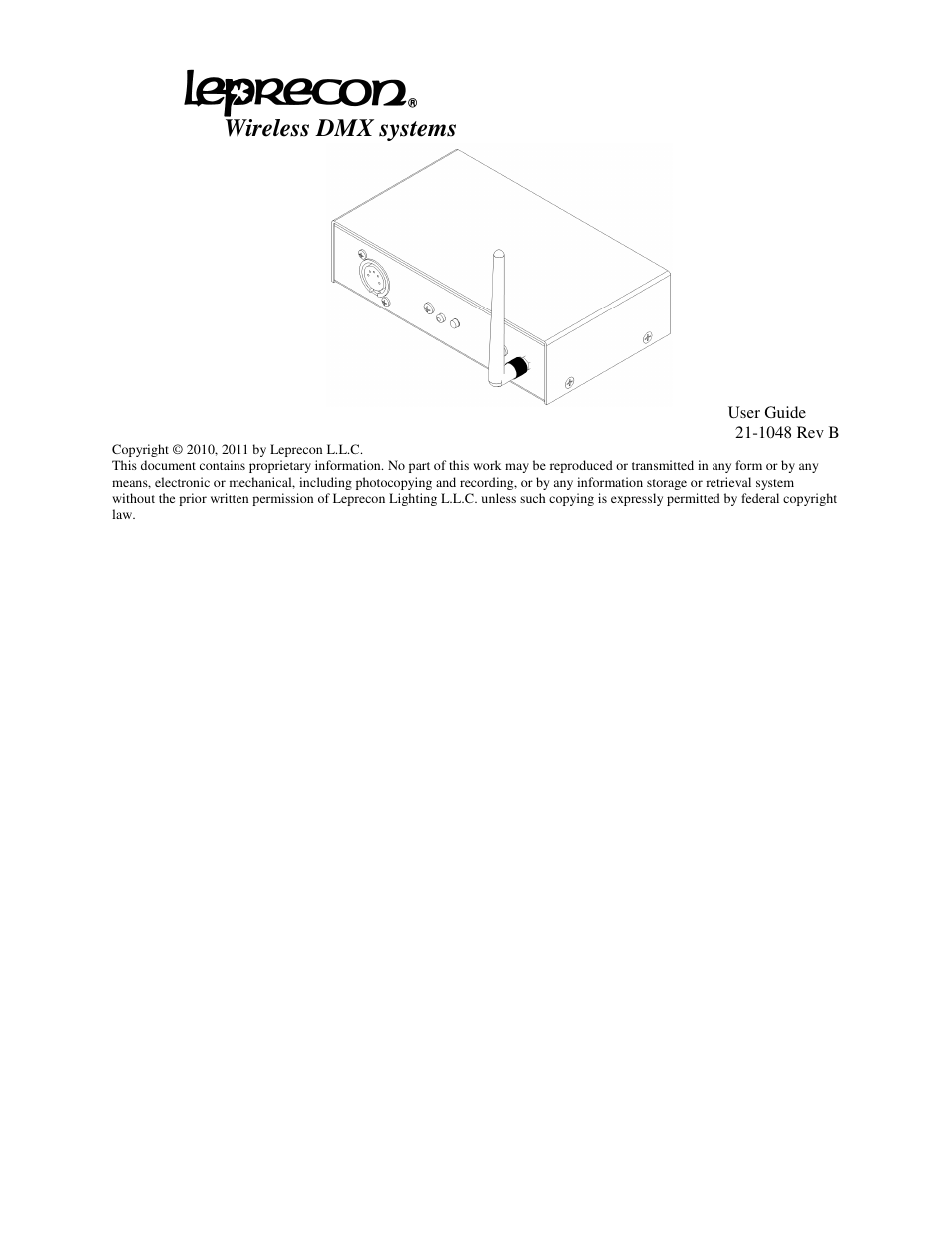 Leprecon LWS Wireless DMX User Manual | 4 pages