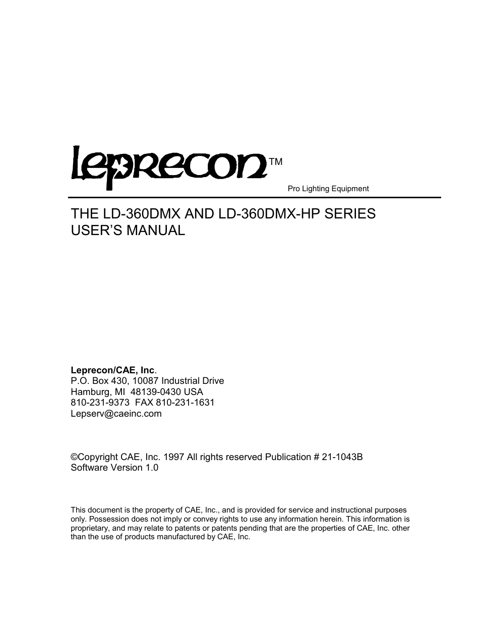 Leprecon LD-340 DMX Series User Manual | 8 pages