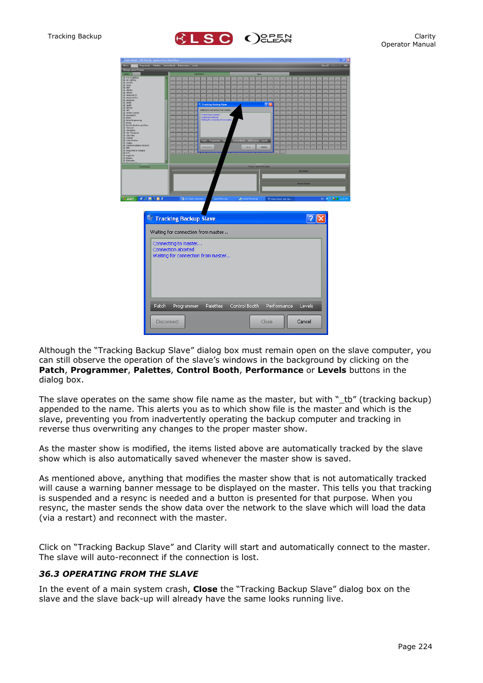 3 operating from the slave | LSC Lighting CLARITY LX Series v.1 User Manual | Page 234 / 276