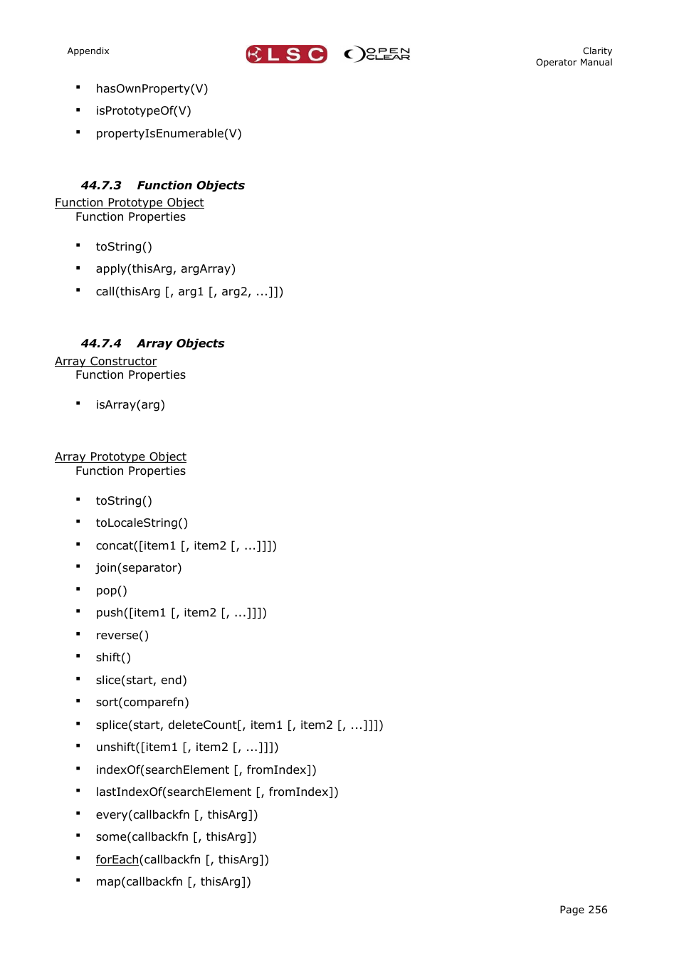 3 function objects, 4 array objects | LSC Lighting CLARITY LX Series v.1 User Manual | Page 266 / 276