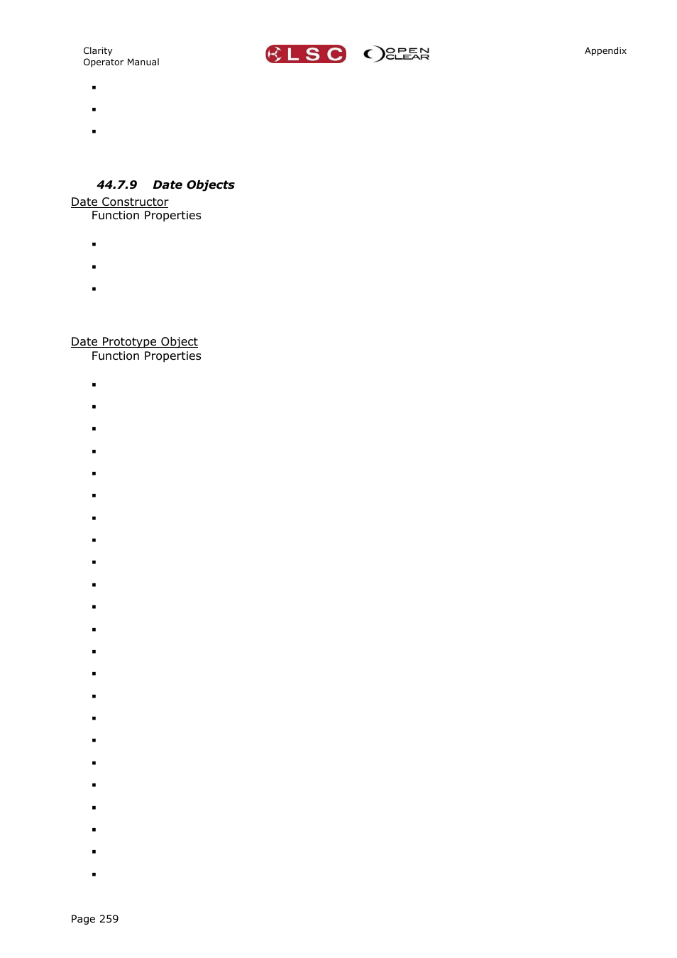 9 date objects | LSC Lighting CLARITY LX Series v.1 User Manual | Page 269 / 276