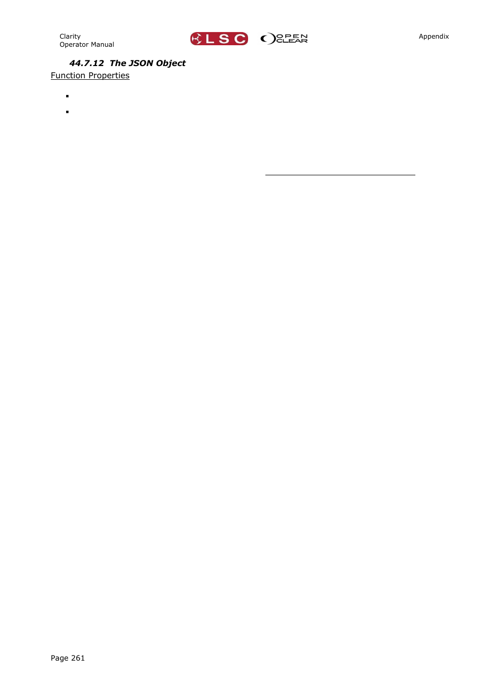 12 the json object | LSC Lighting CLARITY LX Series v.1 User Manual | Page 271 / 276