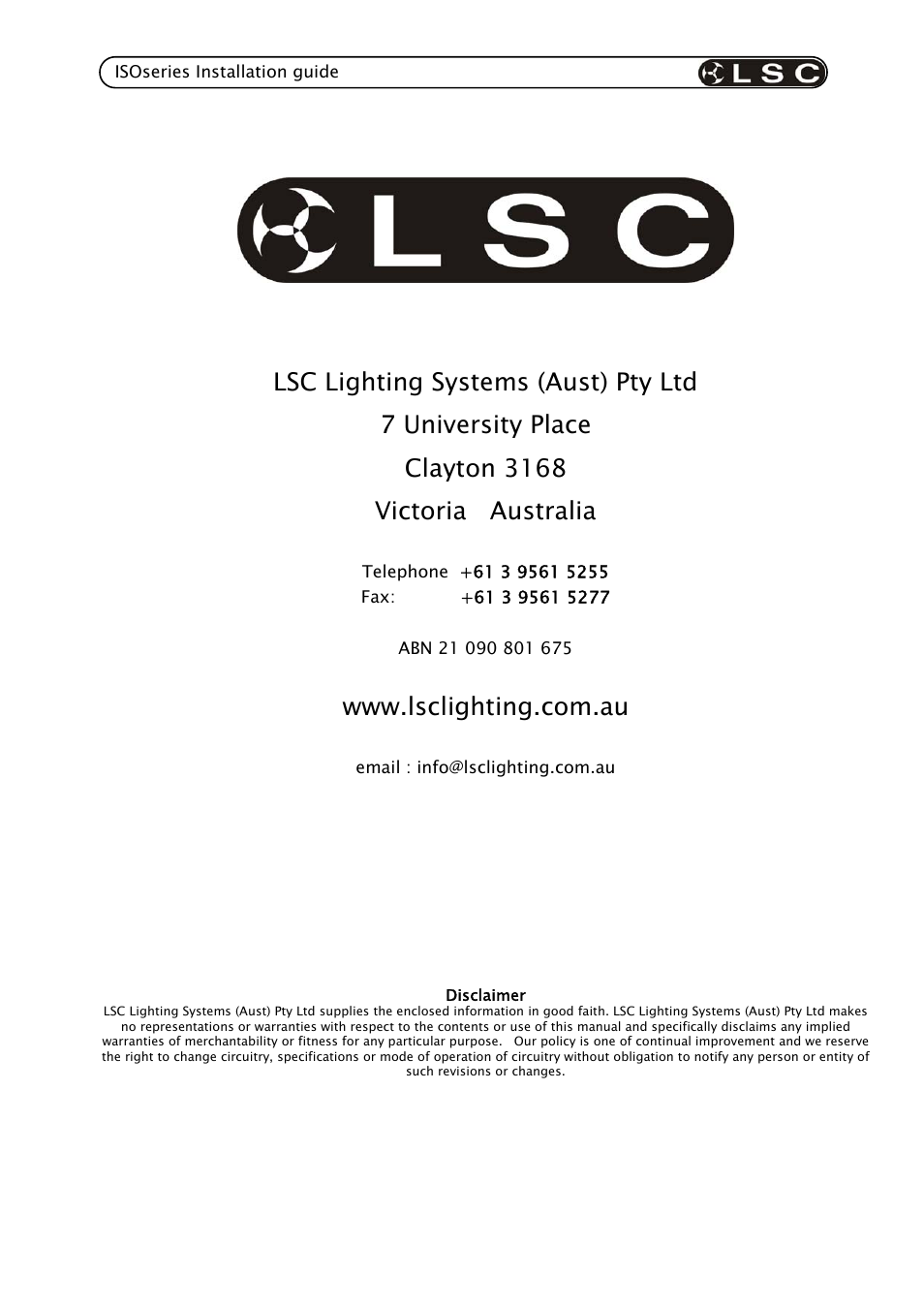 LSC Lighting ISOnode User Manual | Page 11 / 11