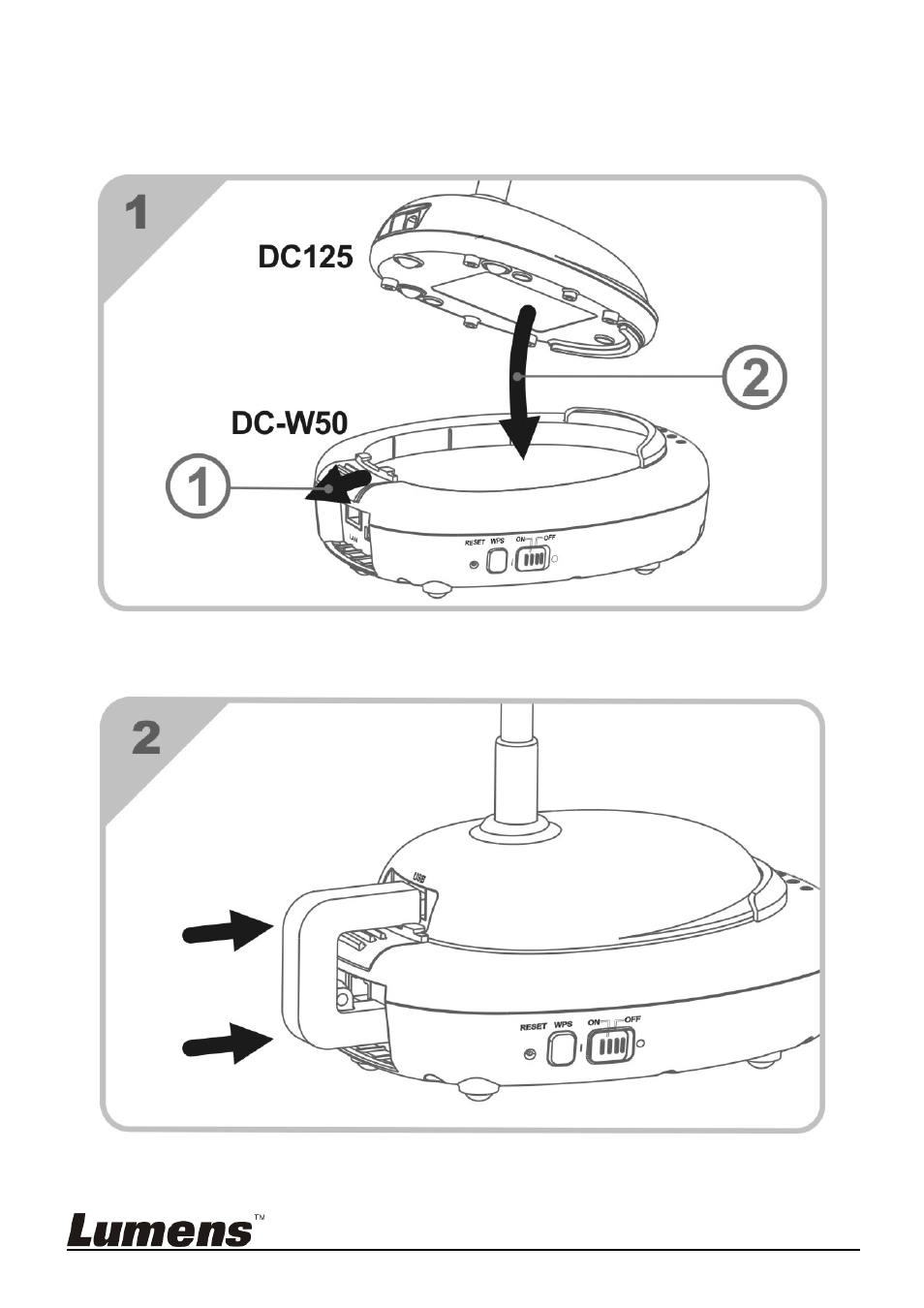 3 install dc125, Usb connector holder | Lumens Technology DC-W50 User Manual | Page 13 / 29