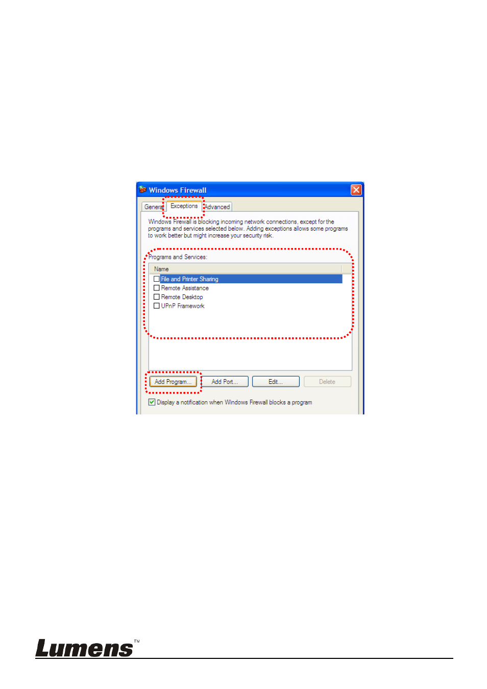 2 change the firewall settings | Lumens Technology DC-W50 User Manual | Page 17 / 29