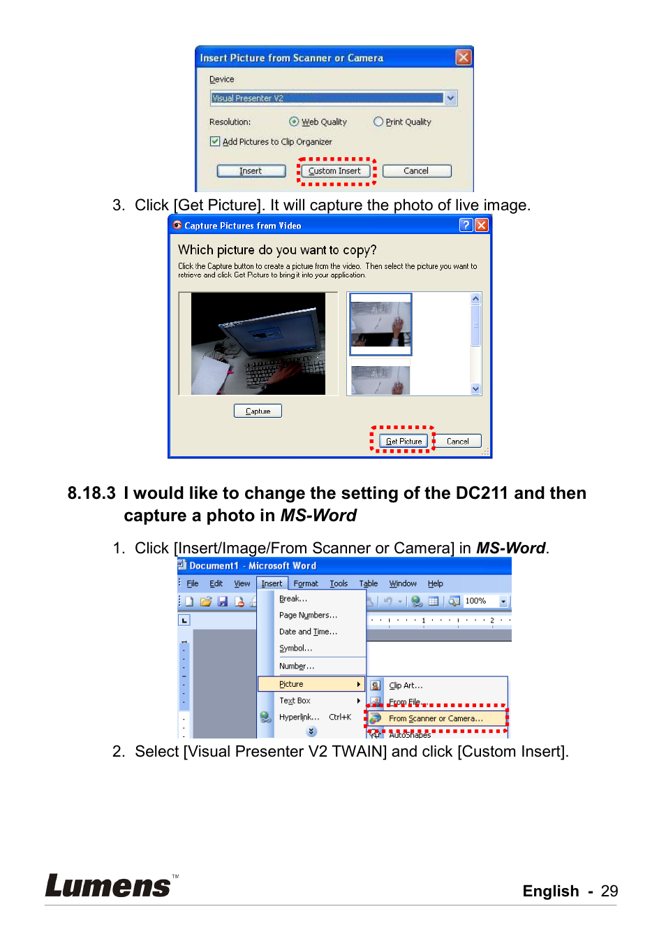 Lumens Technology DC211 User Manual | Page 30 / 34