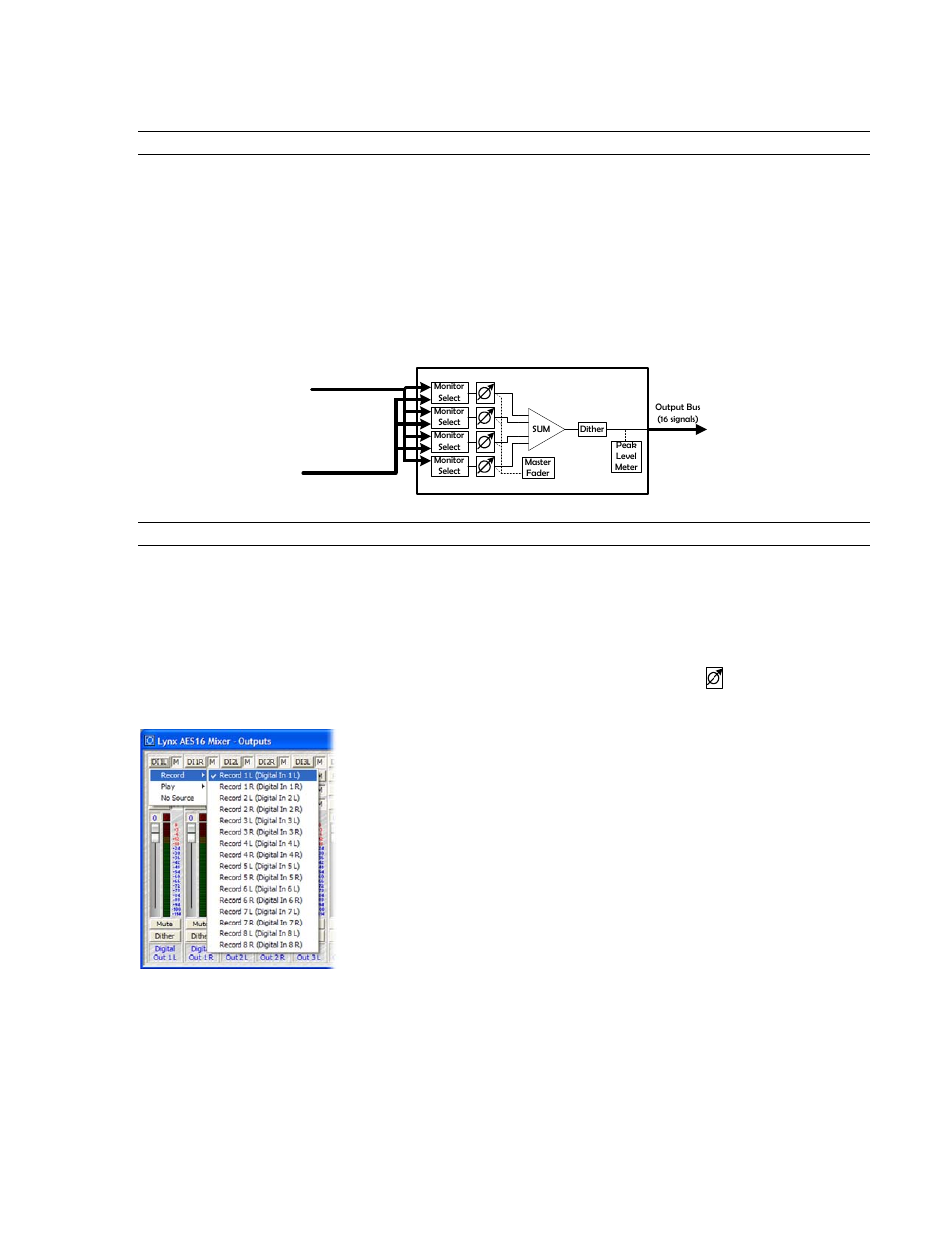 1 monitoring theory, 2 monitor setup using lynx mixer, Monitoring theory | Monitor setup using lynx mixer, Digital mixer ouput submixer ( 1 of 16 ) | Lynx Studio AES16 User Manual | Page 60 / 81