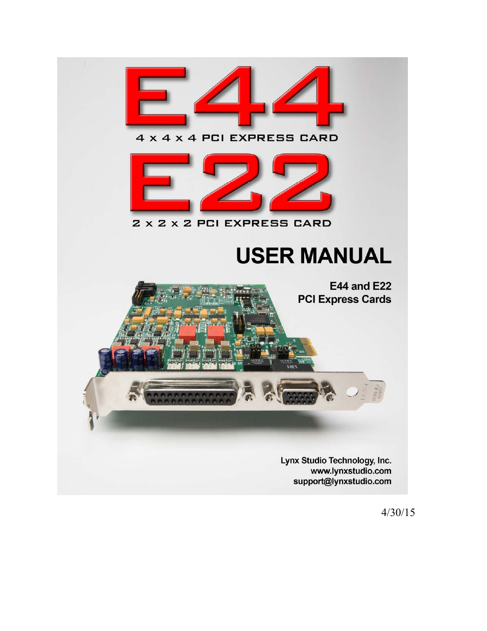 Lynx Studio E44 User Manual | 56 pages