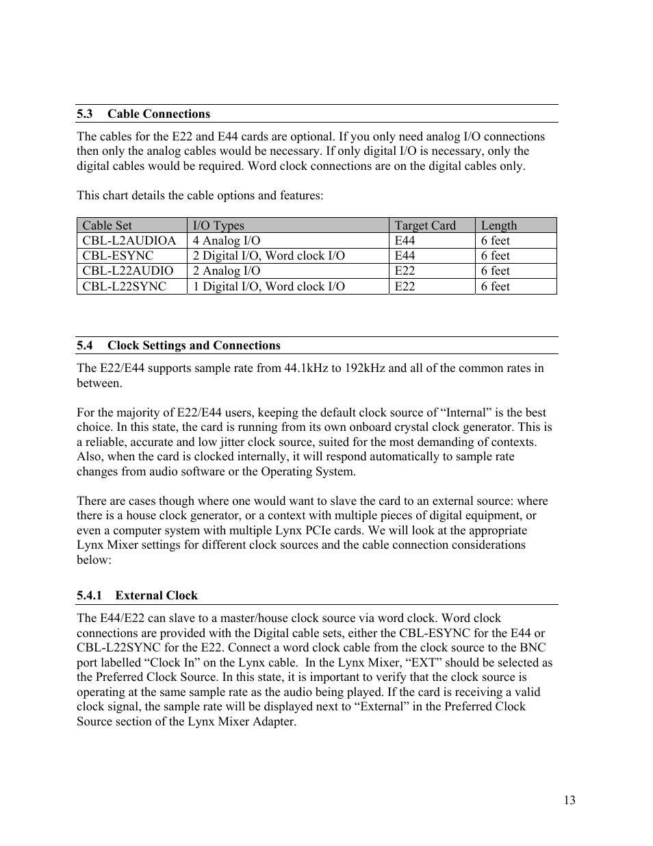 Lynx Studio E44 User Manual | Page 13 / 56