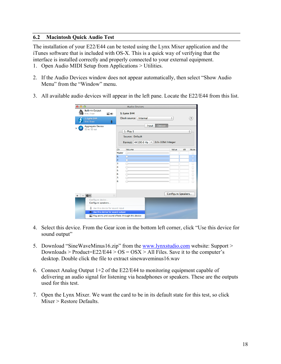 Lynx Studio E44 User Manual | Page 18 / 56