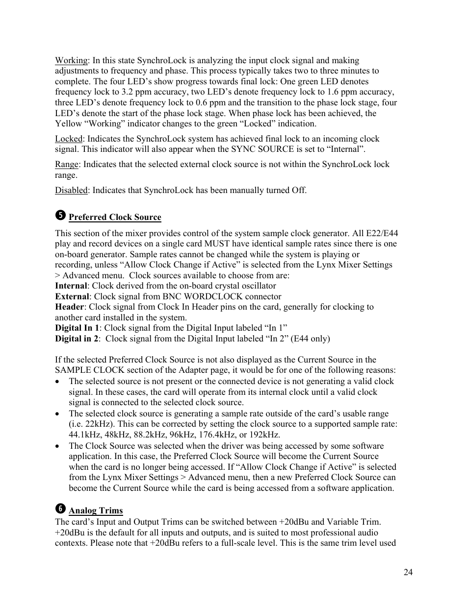 Lynx Studio E44 User Manual | Page 24 / 56