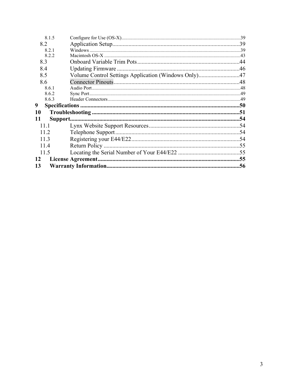 Lynx Studio E44 User Manual | Page 3 / 56