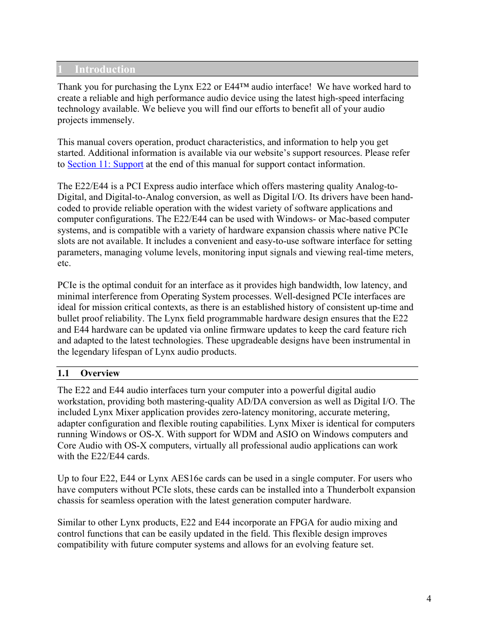 1 introduction | Lynx Studio E44 User Manual | Page 4 / 56