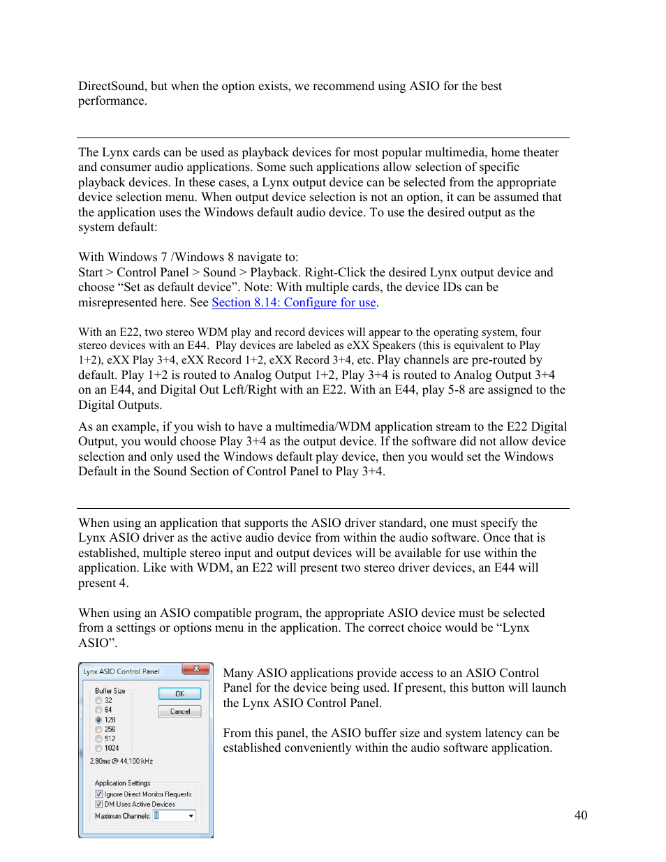 Lynx Studio E44 User Manual | Page 40 / 56