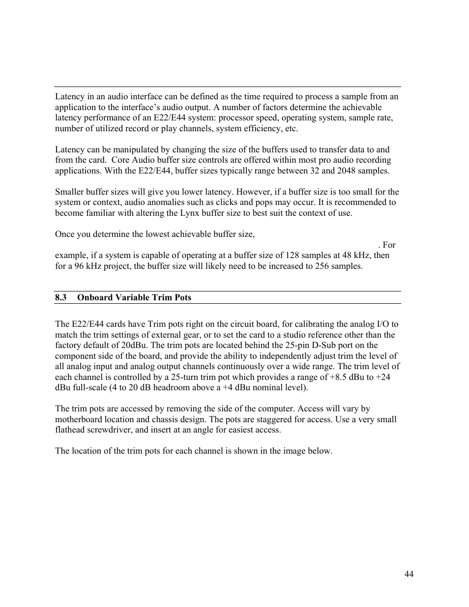 Lynx Studio E44 User Manual | Page 44 / 56