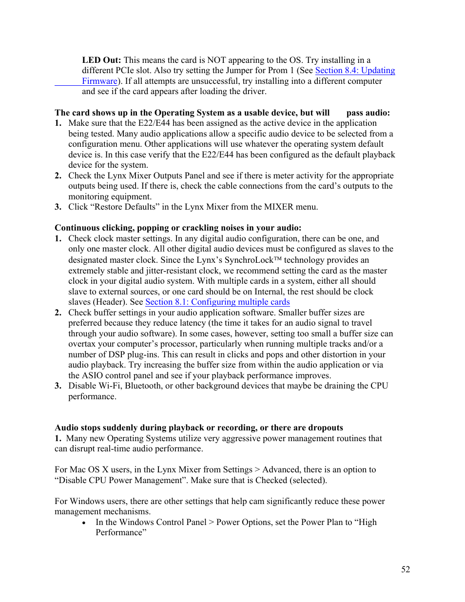 Lynx Studio E44 User Manual | Page 52 / 56