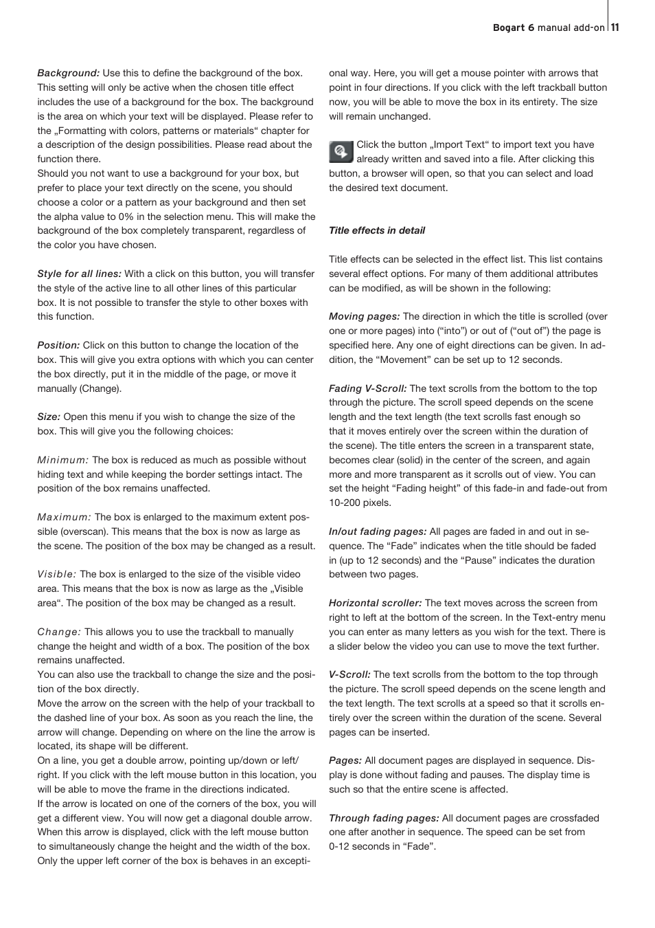 MacroSystem Bogart V6 Addition to the manual V5 for Casablanca User Manual | Page 11 / 16