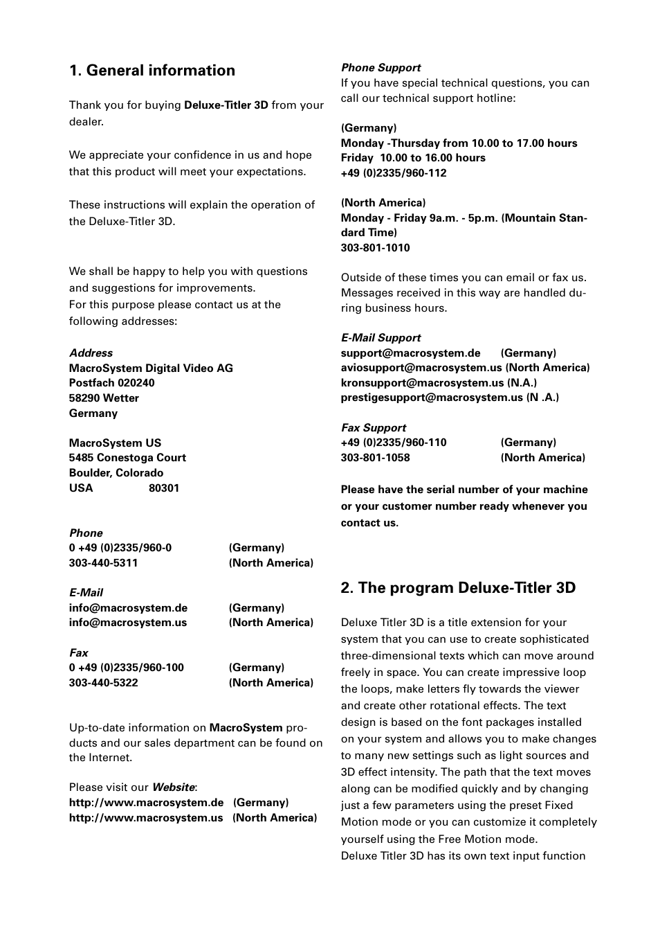 General information, The program deluxe-titler 3d | MacroSystem Deluxe-Titler 3D User Manual | Page 5 / 18