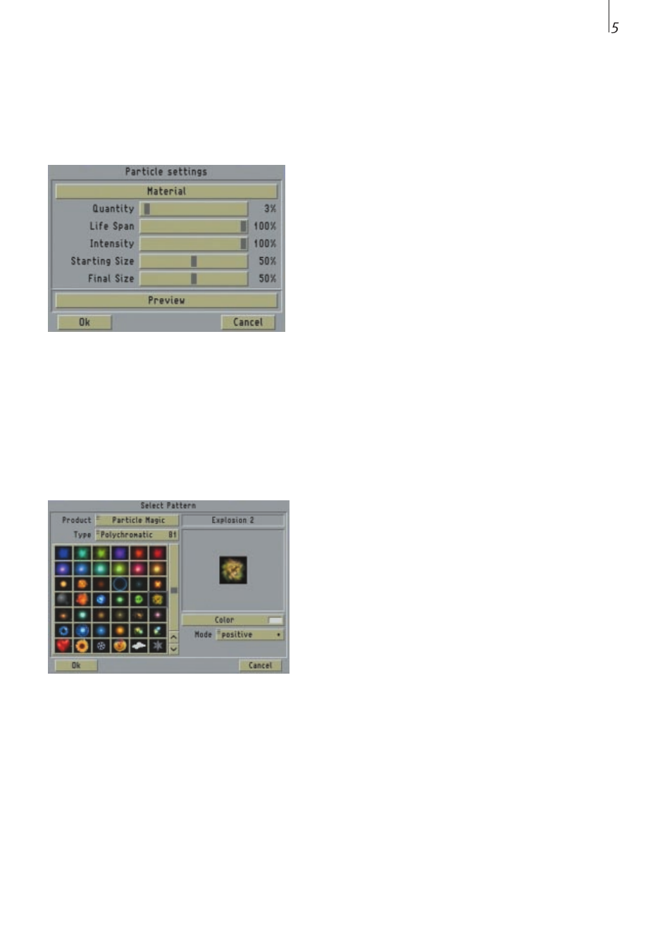 The individual effect options | MacroSystem Particle Magic User Manual | Page 8 / 21